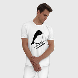 Пижама хлопковая мужская Птенец трафарет, цвет: белый — фото 2