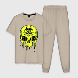 Пижама хлопковая мужская Biohazard skull, цвет: миндальный