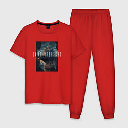 Пижама хлопковая мужская Мрачный Санкт-петербург, цвет: красный