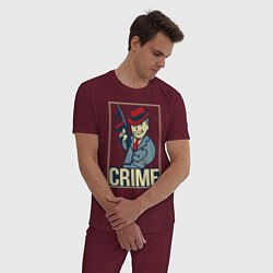 Пижама хлопковая мужская Vault crime, цвет: меланж-бордовый — фото 2