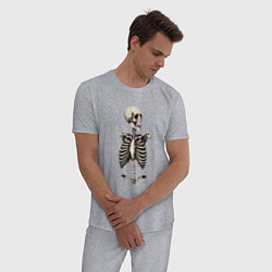 Пижама хлопковая мужская Улыбающийся скелет, цвет: меланж — фото 2