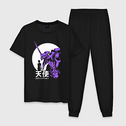 Пижама хлопковая мужская Neon Genesis Evangelion retro, цвет: черный