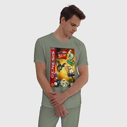 Пижама хлопковая мужская Earth worm jim 2 cover, цвет: авокадо — фото 2