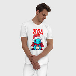 Пижама хлопковая мужская Милый дракончик 2024, цвет: белый — фото 2