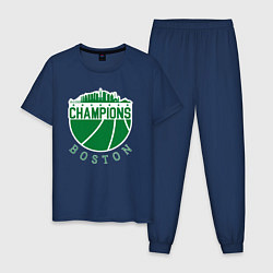 Пижама хлопковая мужская Boston champions, цвет: тёмно-синий