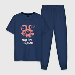 Пижама хлопковая мужская Чиби стражи - Игра в кальмара, цвет: тёмно-синий