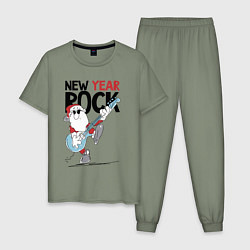 Пижама хлопковая мужская New year - rock, цвет: авокадо
