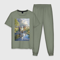 Пижама хлопковая мужская Фрирен провожающая в путь, цвет: авокадо