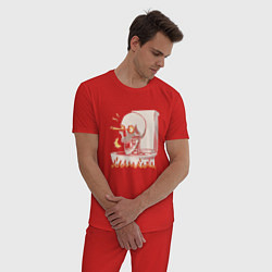 Пижама хлопковая мужская Skull skibidi toilet, цвет: красный — фото 2