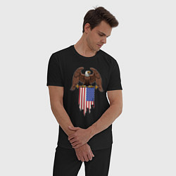 Пижама хлопковая мужская США орёл, цвет: черный — фото 2