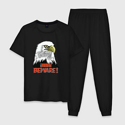 Пижама хлопковая мужская Взгляд орла, цвет: черный