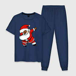 Пижама хлопковая мужская Santa dabbing dance, цвет: тёмно-синий
