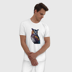Пижама хлопковая мужская Красочная сова, цвет: белый — фото 2