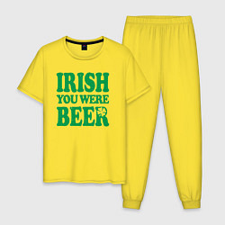 Пижама хлопковая мужская Irish you were beer, цвет: желтый