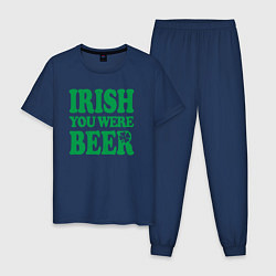 Пижама хлопковая мужская Irish you were beer, цвет: тёмно-синий