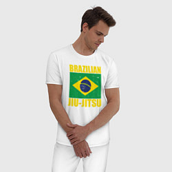 Пижама хлопковая мужская Brazilian jiu-jitsu, цвет: белый — фото 2