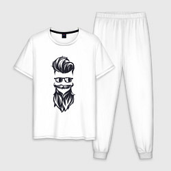 Пижама хлопковая мужская Модный бородач, цвет: белый
