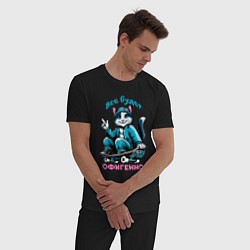 Пижама хлопковая мужская Все будет офигенно - крутой кот на скейте, цвет: черный — фото 2