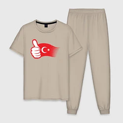 Пижама хлопковая мужская Турецкий лайк, цвет: миндальный