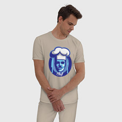 Пижама хлопковая мужская Шеф-повар, цвет: миндальный — фото 2
