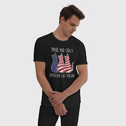 Пижама хлопковая мужская Гордый и сумасшедший американский кошатник, цвет: черный — фото 2