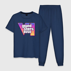 Пижама хлопковая мужская Gta 6 официальное лого, цвет: тёмно-синий