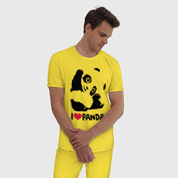 Пижама хлопковая мужская I love panda, цвет: желтый — фото 2