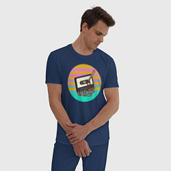 Пижама хлопковая мужская Ретро кассета, цвет: тёмно-синий — фото 2