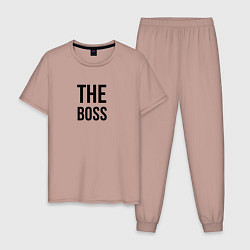 Пижама хлопковая мужская The boss - Couple, цвет: пыльно-розовый