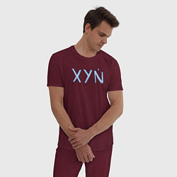 Пижама хлопковая мужская XYN, цвет: меланж-бордовый — фото 2