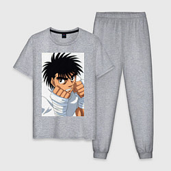 Пижама хлопковая мужская Иппо Боксер, цвет: меланж