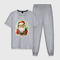 Пижама хлопковая мужская Бородатый Санта, цвет: меланж