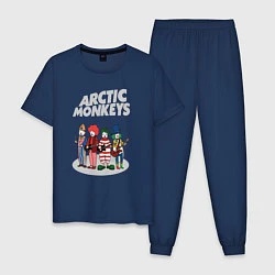 Пижама хлопковая мужская Arctic Monkeys clowns, цвет: тёмно-синий
