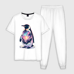 Мужская пижама Пингвин с космосом