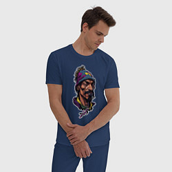 Пижама хлопковая мужская Snoop dogg head, цвет: тёмно-синий — фото 2