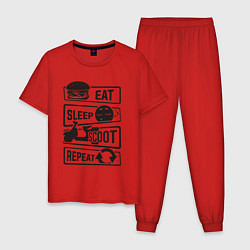 Пижама хлопковая мужская Есть спать скутер, цвет: красный