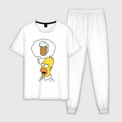 Пижама хлопковая мужская Пивной Гомер, цвет: белый