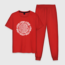 Пижама хлопковая мужская Логотип русь, цвет: красный