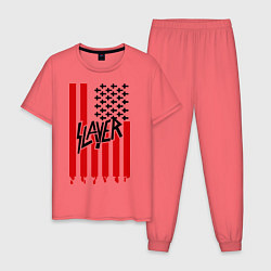 Пижама хлопковая мужская Slayer Flag, цвет: коралловый
