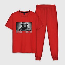 Пижама хлопковая мужская Чумной доктор, цвет: красный