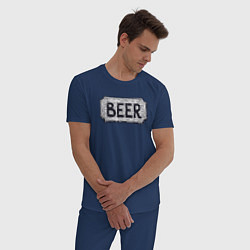 Пижама хлопковая мужская Beer shop, цвет: тёмно-синий — фото 2