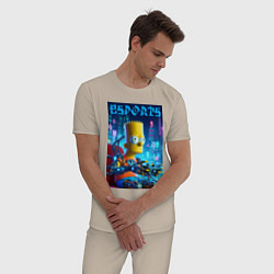 Пижама хлопковая мужская Cyber Bart Simpson - esport, цвет: миндальный — фото 2