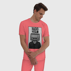 Пижама хлопковая мужская Radiohead human, цвет: коралловый — фото 2