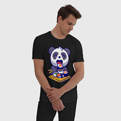 Пижама хлопковая мужская Панда и суши, цвет: черный — фото 2