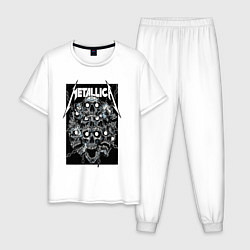 Пижама хлопковая мужская Metallica - skulls, цвет: белый