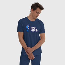 Пижама хлопковая мужская Панда и вентилятор, цвет: тёмно-синий — фото 2