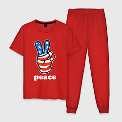 Пижама хлопковая мужская USA peace, цвет: красный