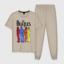 Пижама хлопковая мужская The Beatles all, цвет: миндальный
