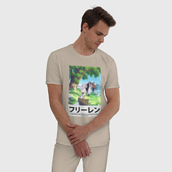 Пижама хлопковая мужская Штарк Ферн и Фрирен, цвет: миндальный — фото 2