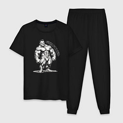 Пижама хлопковая мужская Gym power энергия зала, цвет: черный